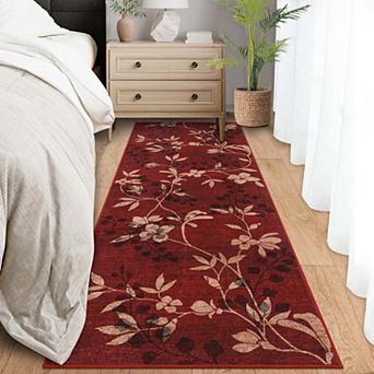 Modern Floral Accent Area Rugs Non Slip Washable Stain Resistant Soft Low Pile Carpet for Living