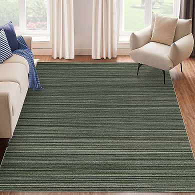Modern Stripe Washable Area Rugs Neutral Printed Carpet with Non Slip Backing
