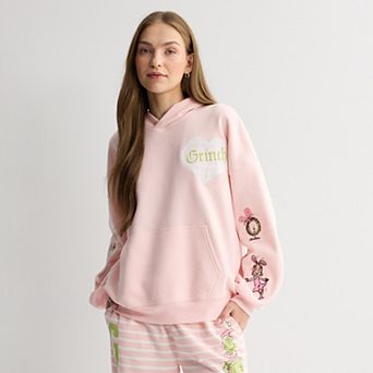 Juniors' Holiday Grinch Heart All Over Graphic Hoodie