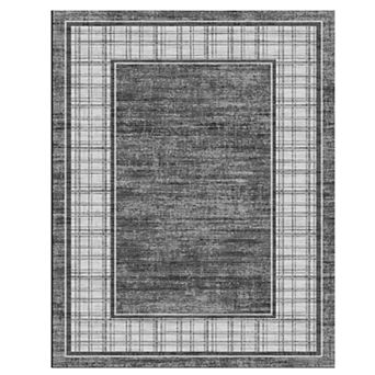 Modern Geometric Area Rugs Plaid Bordered Area Rugss Washable Non Slip