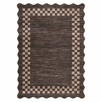 Scalloped Area Rugs Geometric Checkered Bordered Indoor Area Rugss