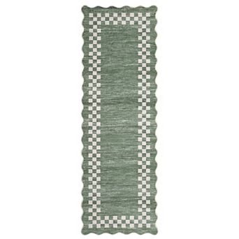 Scalloped Area Rugs Geometric Checkered Bordered Indoor Area Rugss