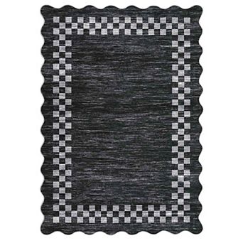 Scalloped Area Rugs Geometric Checkered Bordered Indoor Area Rugss