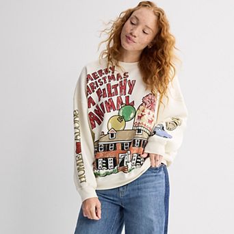 Juniors' Home Alone Merry Christmas Ya Filthy Animal Icons Graphic Pullover