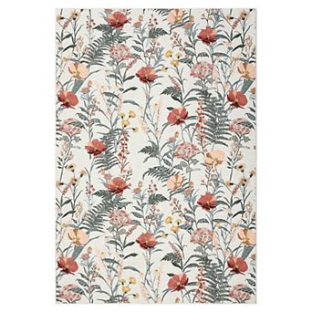 Modern Floral Area Rugs Washable Farmhouse Carpet Non Slip Low Pile