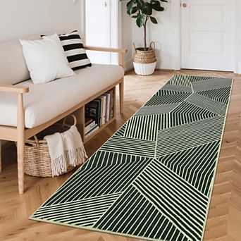 Modern Geometric Striped Area Rugs Machine Washable Soft Non Slip Non Shedding