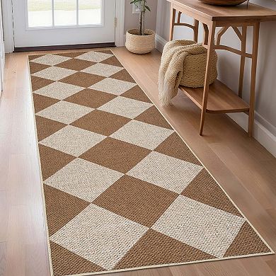 Modern Checkered Area Rugs Washable Geometric Carpet Contemporary Accent Area Rugs