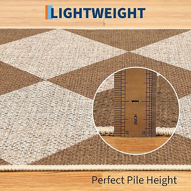 Modern Checkered Area Rugs Washable Geometric Carpet Contemporary Accent Area Rugs