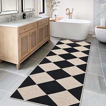 Modern Checkered Area Rugs Washable Geometric Carpet Contemporary Accent Area Rugs