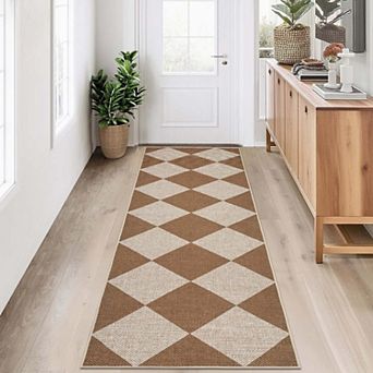 Modern Checkered Area Rugs Washable Geometric Carpet Contemporary Accent Area Rugs