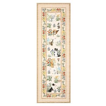 Modern Pastoral Pets & Flowers Area Rug Non Slip Machine Washable Rug for Bedroom Kid's Room Kitchen