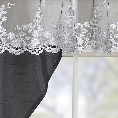 100% Polyester Bethany Embroidered 3 PC Kitchen Curtains Tier & Swag Set