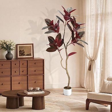 Potted Artificial Fiddle Leaf Fig Tree-Evergreen Tropical Faux Plant for Living Room & Office Decor