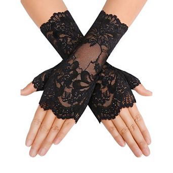 Avidlove Gothic Clothes for Women Short Lace Glove Fingerless Bridal Wrist Gloves Opera Evening