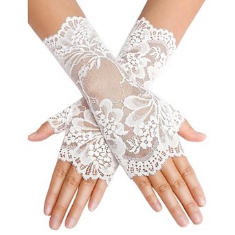 Avidlove Gothic Clothes for Women Short Lace Glove Fingerless Bridal Wrist Gloves Opera Evening
