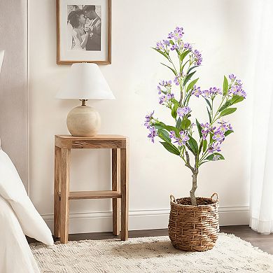 2 Pack Artificial Jasmine Tree with Realistic Leaves and Blooms,Potted Fake Floral Tree for Home