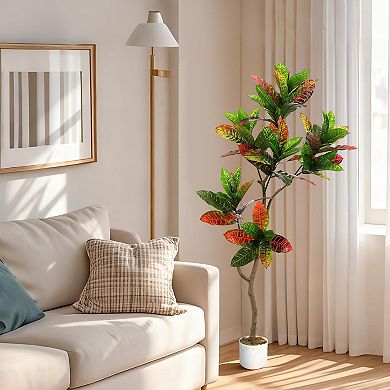 Potted Artificial Fiddle Leaf Fig Tree-Evergreen Tropical Faux Plant for Living Room & Office Decor