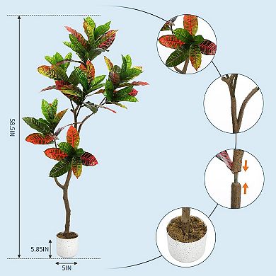 Potted Artificial Fiddle Leaf Fig Tree-Evergreen Tropical Faux Plant for Living Room & Office Decor