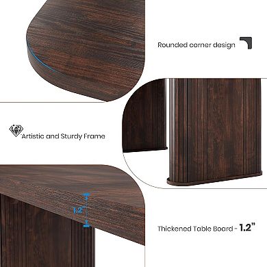 Spacious 62" Modern Dining Table for 6-8 People, Rectangular Wood Tabletop with Sturdy Pedestal Legs