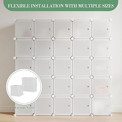 Space-Saving Modular Shoe Storage Cabinet 12-Cube Stackable Organizer with Doors, Durable Plastic
