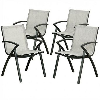 Aluminum Outdoor Dining Chair,Patio Dining Chair,Textilene Fabric Bistro Chair,Ergonomic Armchair