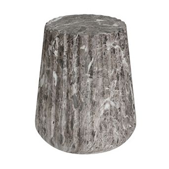 Carved Side Table with Floral Patterns and Lightweight Concrete for Outdoor Use