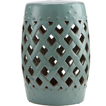 Ceramic Garden Stool with Woven Lattice Design for Decorative Outdoor Seating
