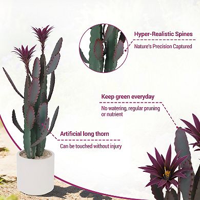 Large Artificial Cactus in Pot, Realistic Texture Faux Desert Cacti Plant for Home Garden Office