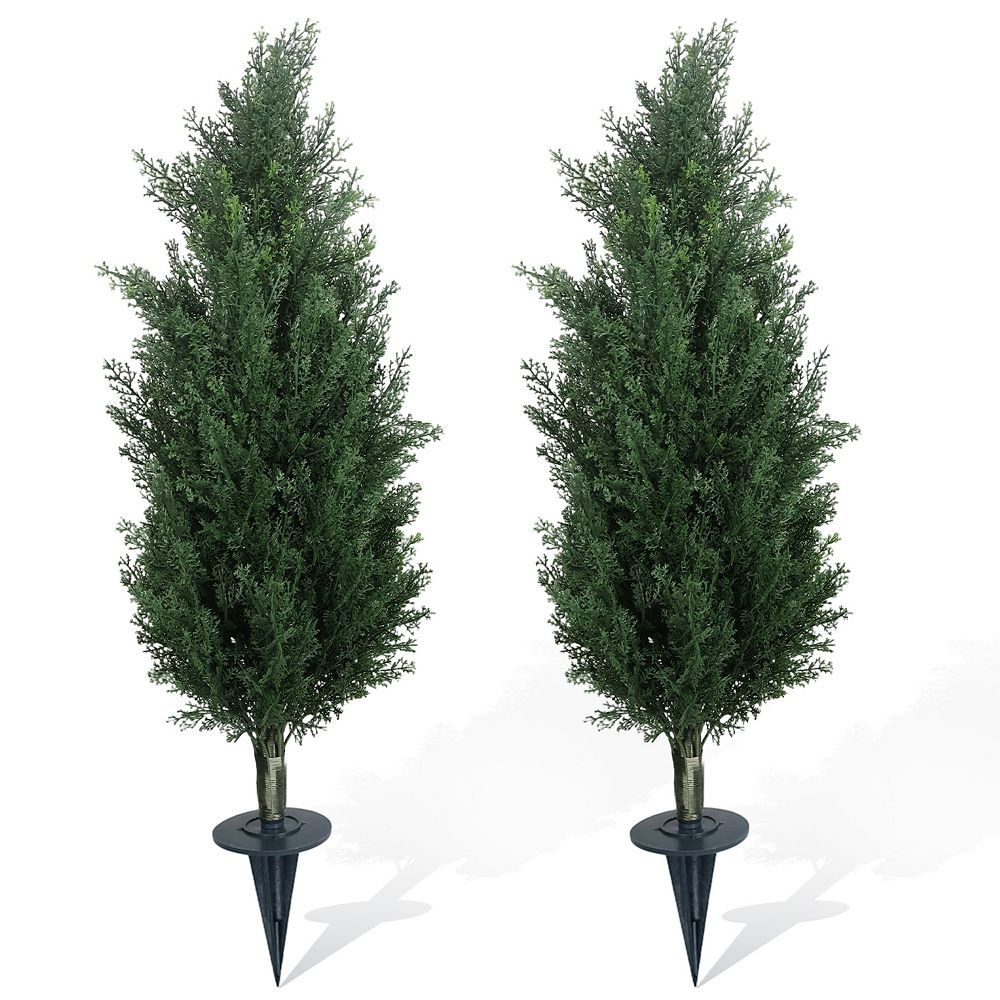 2pcs Artificial Cedar Topiary Trees, UV Resistant Faux Evergreen Plants ...
