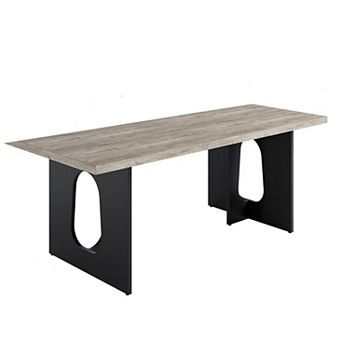 71" Modern Dining Table for 6-8 People, Rectangular Wooden Tabletop with Heavy Duty T-Shaped