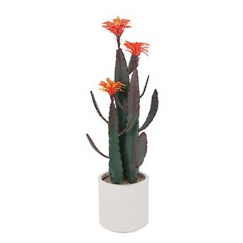 UV Resistant Artificial Cactus Plant, Realistic Texture Faux Desert Cacti Potted Plant with Planter