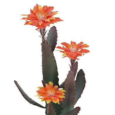 UV Resistant Artificial Cactus Plant, Realistic Texture Faux Desert Cacti Potted Plant with Planter
