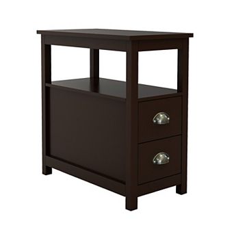 Narrow Storage End Table With Wood Structure For Bedroom And Living Room