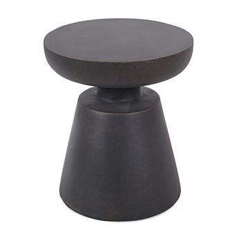Lightweight Concrete End Table With Copper Tone Finish For Outdoor Layout