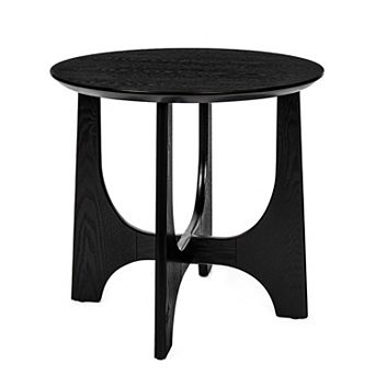 Round Wooden End Table With Stable Support For Living Room Reception Room