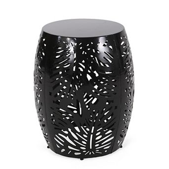 Large Size End Table With Durable Metal Frame For Courtyard Placement