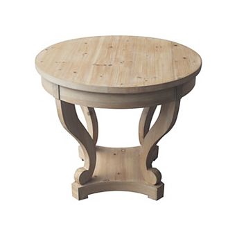 Round Wood End Table With Curved Legs For Kitchen Dining And Living Room