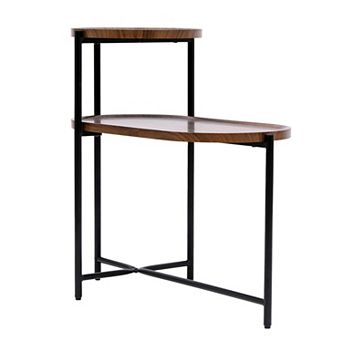 Two Tier Sofa Side Table With Wood Shelf Structure For Bedroom Living Room