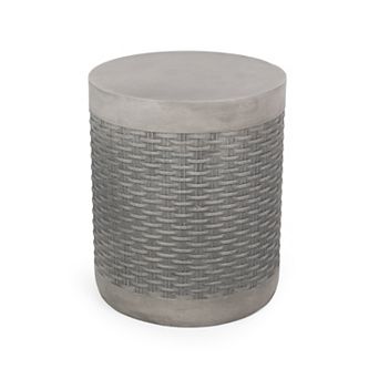 Round Concrete End Table With Lightweight Build For Outdoor Leisure Area