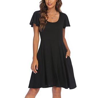 Zeagoo Summer Tiered Mini Dress with Pockets Ruffle Sleeve Crew Neck A Line Boho Sundress
