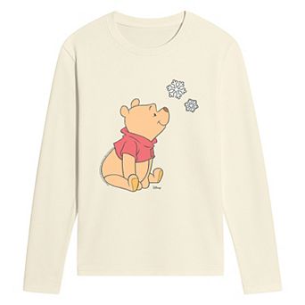 Men's Disney's© Winnie The Pooh Snowflakes Long Sleeve Graphic T-Shirt