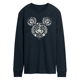 Men's Disney's© Mickey Mouse Scandinavian Christmas Silhouette Long Sleeve Graphic T-Shirt
