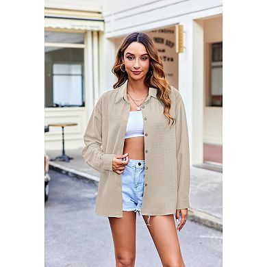Zeagoo Women' Button Down Shirts Casual Pleated Long Sleeve Shirt