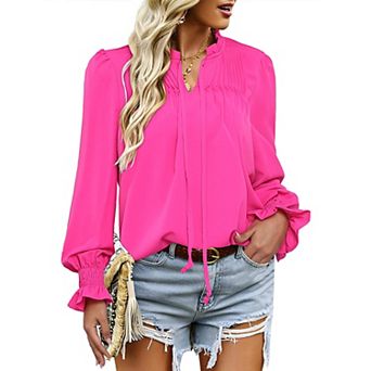 Zeagoo Woman Floral Printed Blouses Bohemian Long Sleeve Tops Boho Drawstring Shirts