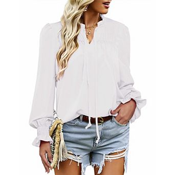 Zeagoo Woman Floral Printed Blouses Bohemian Long Sleeve Tops Boho Drawstring Shirts