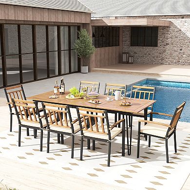 Costway Patio Dining Chairs Metal Outdoor Chairs with Removable Padded Cushions