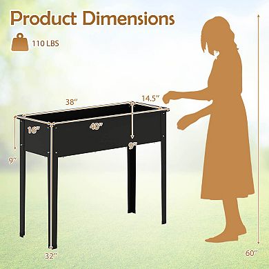 Costway Raised Garden Bed Elevated Metal Planter Box with Legs Drainage Holes Gardening Box
