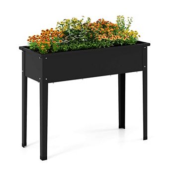 Costway Raised Garden Bed Elevated Metal Planter Box with Legs Drainage Holes Gardening Box