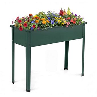 Costway Raised Garden Bed Elevated Metal Planter Box with Legs Drainage Holes Gardening Box