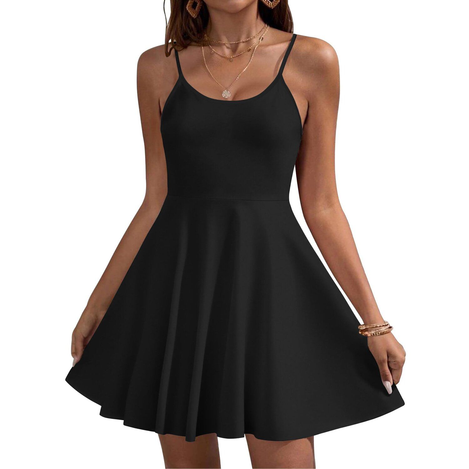 Женские платья Zeagoo Women Beach Mini Dress Adjustable Spaghetti Strap A Line Swing Floral Sundress with Pockets